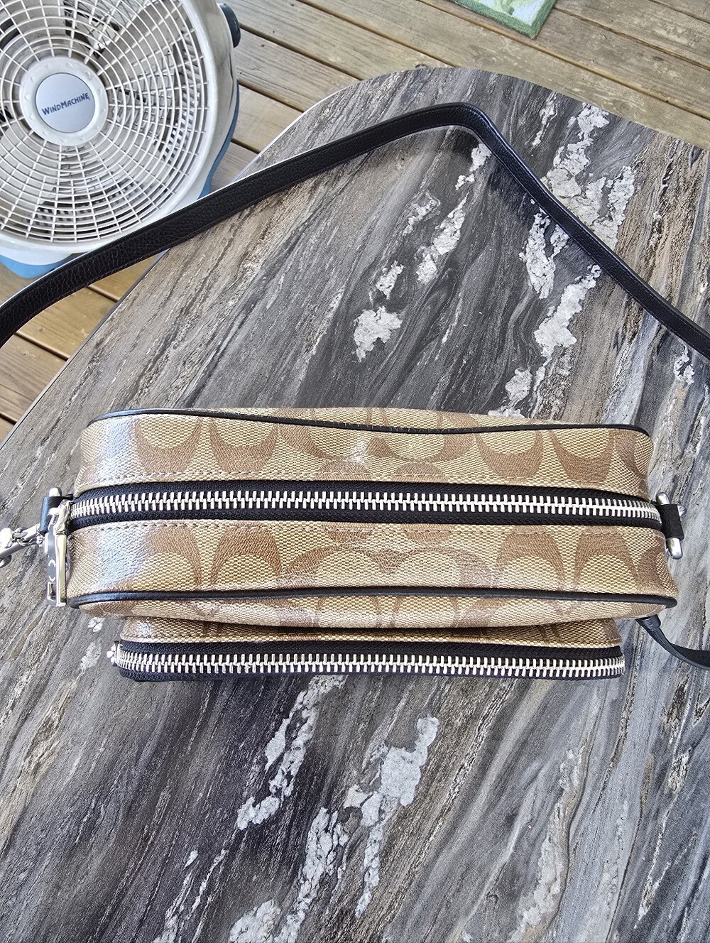 Coach EUC Signature Coated Canvas & Leather Crossbody No.1695 Tan/Brown 9.25x6 - Picture 5 of 12